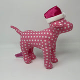 PINK Victoria's Secret Plush 7 Inch Stuffed Dog Christmas Santa Hat Polkadot￼s