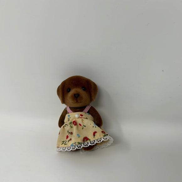 Sylvanian Calico Critters Adorable Cute Flocked Velvet Chocolate Lab Puppy Dog