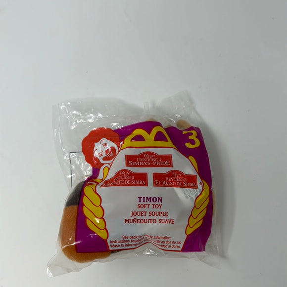 Vtg McDonalds Happy Meal Toy 1998 Lion King Simbas Pride Timon Soft Toy Meerkat