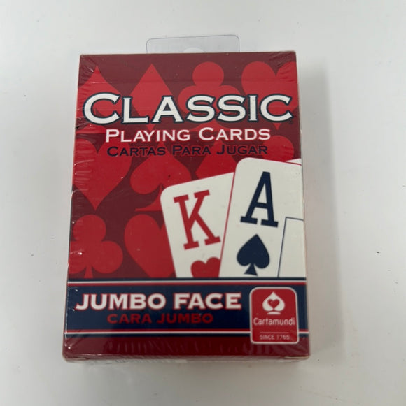 New Cartamundi Classic Brand Jumbo Faced Playing Cards Red Sealed Package