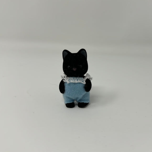 CALICO CRITTERS Sylvanian tuxedo black cat baby Blue Outfit kitten