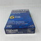 Maxell Video Cassette Standard Grade 6 Hours In Ep Mode T-120 VHS Brand New