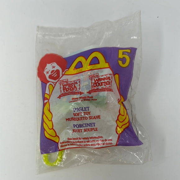 McDonald's 1999 Winnie the Pooh Happy Meal Toy Piglet #5 Soft Plush Clip-On NEW