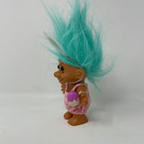 Vintage Russ Easter Bunny Troll Blue Hair Pink Overalls