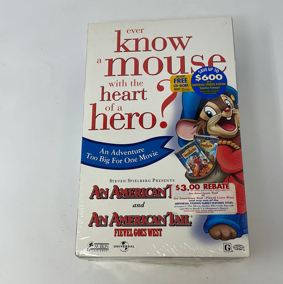 VHS An American Tail / American Tail Fievel Goes West with CD ROM (Sealded)