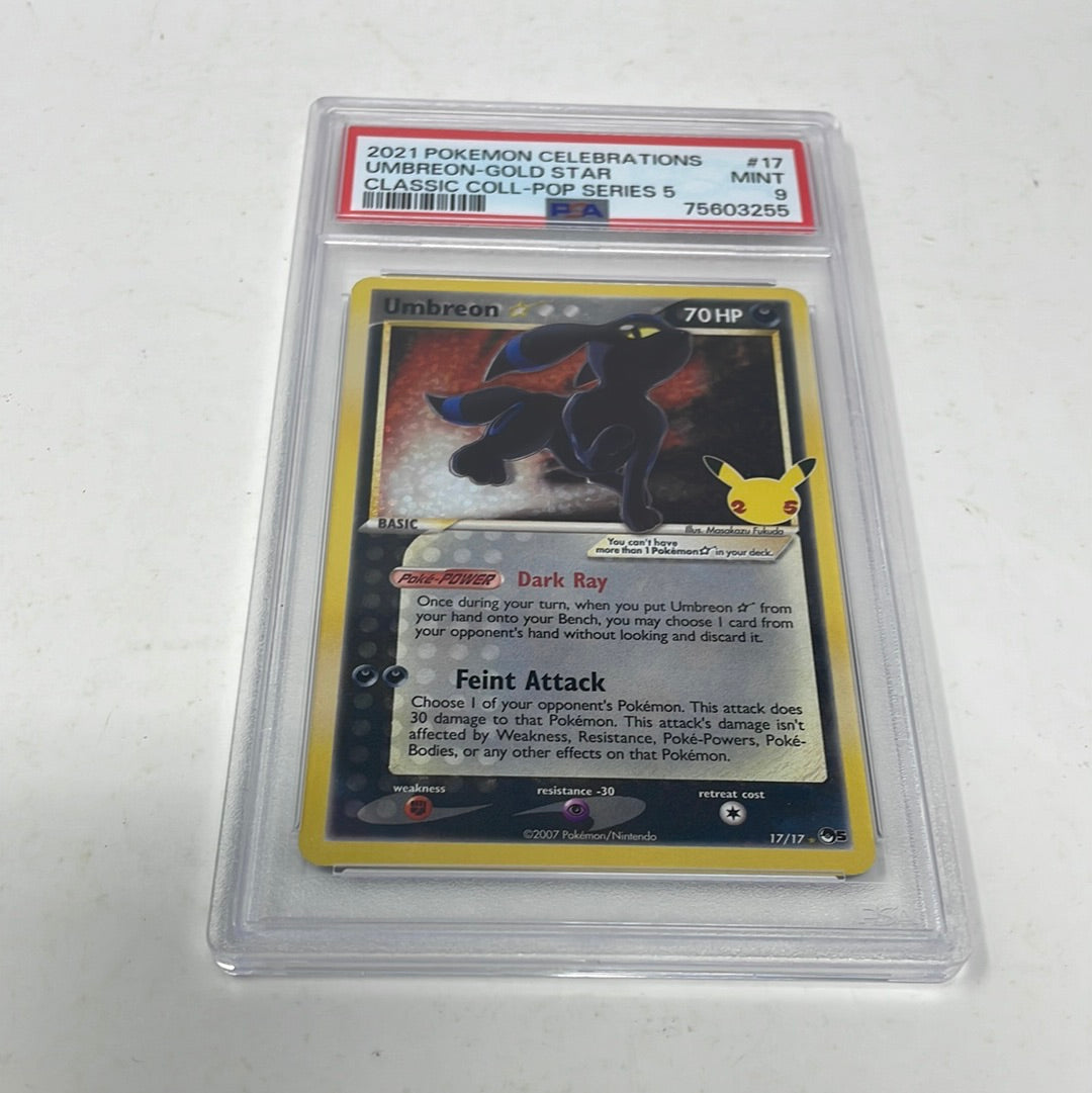 2021 Pokémon Celebrations Umbreon Gold Star Series 5 17/17 PSA 9