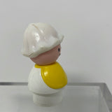 Vintage FISHER PRICE LITTLE PEOPLE NURSERY BABY WITH YELLOW BIB AND WHITE BONNET