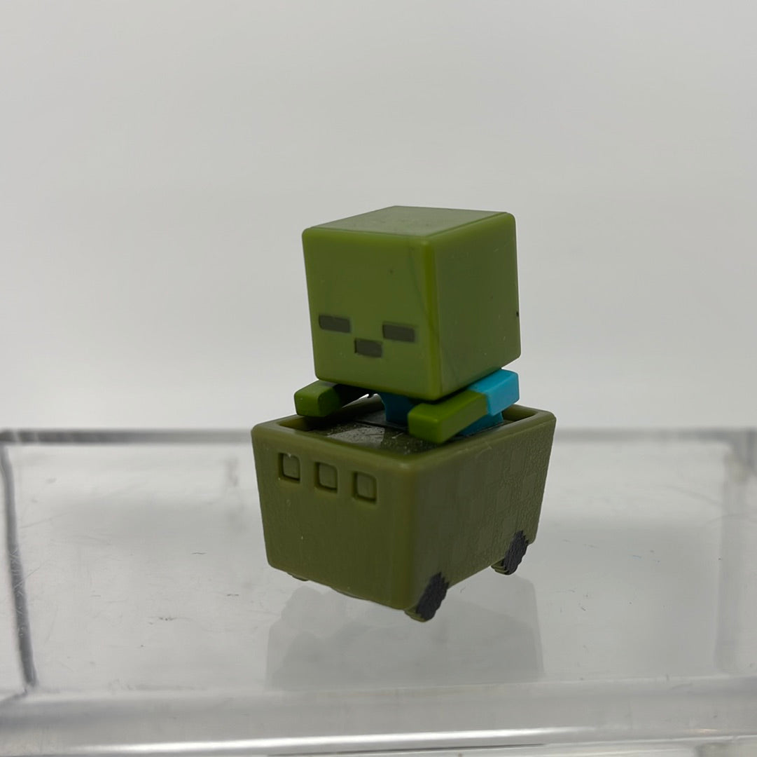 Mojang Minecraft Zombie In Minecart Action Figure Rolling Action Toy M