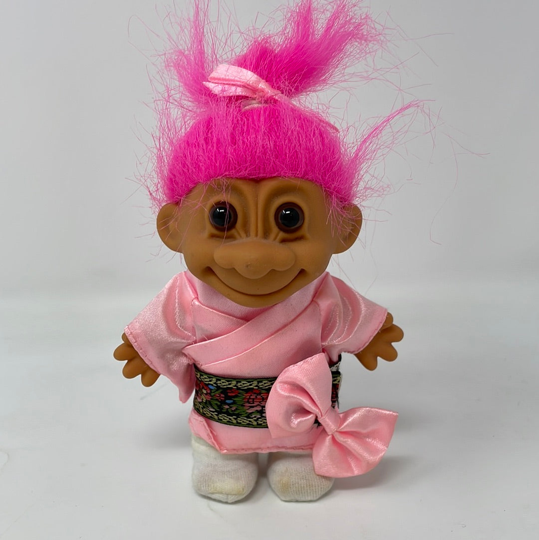 Vintage Japanese Troll Doll Japan Troll with Pink Hair Russ Berrie