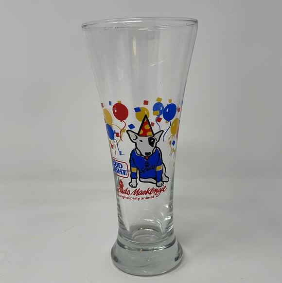 Vtg 1987 Spuds MacKenzie Bud Light Beer Pilsner Glass Party Animal 7.25