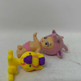 Twozies Figures Flocked Pink Goat Baby and Yellow+Pink Zebra Pet