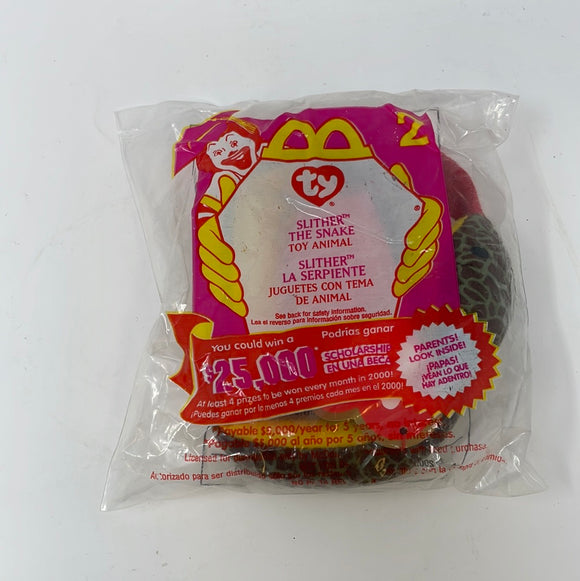 1999 McDonald’s TY Beanie Baby “Slither” The snake, New In Package, Number 2