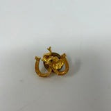 Vintage Gold Tone Elephant and 2 Horseshoes Good Luck Lapel Pin