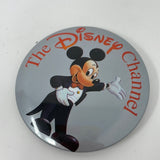 Vintage 1986 Disney Channel Button/Pin/Badge-Mickey Mouse - Tuxedo -Silver