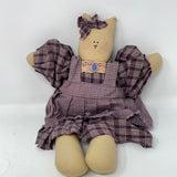 Plush Cat with Purple Plaid Dress