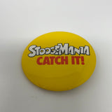 1985 Atlantic STOOGEMANIA CATCH IT! Movie Promo Pinback Button Pin THREE STOOGES
