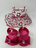 Build A Bear Workshop Clothes Sparkly Embellished White Pink Heart Dress and Pink Heels