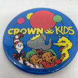 Vintage Crown Kids Dr Seuss Babar Big Bird Pin-back Button Lapel Pin