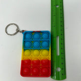 Pop It Keychain Blue, Yellow and Red Fidget Toy