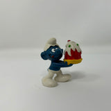 Vintage SMURFS Smurf holding cake mini PVC Figure toy