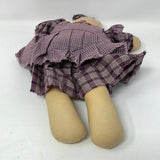 Plush Cat with Purple Plaid Dress