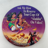 Aladdin Pin Back Promotional Walt Disney Jafar 3" Promo Button October 1 VINTAGE