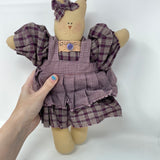 Plush Cat with Purple Plaid Dress