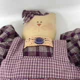 Plush Cat with Purple Plaid Dress