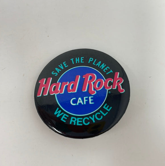 Vintage Hard Rock Cafe SAVE THE PLANET We Recycle - Button Pin  1.5