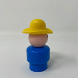 Vintage Fisher Price little people blue farmer boy/cowboy w/yellow hat