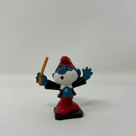 VINTAGE SCHLEICH SMURFS PAPA SMURF ORCHESTRA CONDUCTOR FIGURE USED RARE