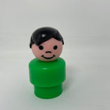Vintage Fisher Price Little People Boy Man Green Shirt Black Hair Plastic