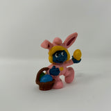 VTG 1982 Original SMURF Schleich Peyo Smurfette Pink Easter Bunny Hong Kong