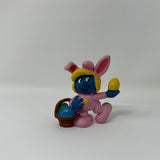 1982 SMURF Schleich Peyo Smurfette Pink Easter Bunny Portugal