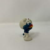 Vintage SMURFS Smurf holding cake mini PVC Figure toy