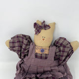 Plush Cat with Purple Plaid Dress