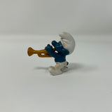 Smurfs Classic Harmony Smurf Gold Trumpet Vintage Toy Figure PVC Figurine