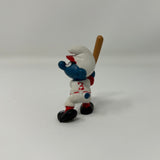 Smurfs Baseball Player Smurf Batter Figurine 1980s Vtg PVC Figure Schleich