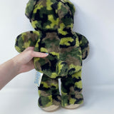 Build a Bear Camo Bear Green Camouflage Military Army 17" Retired Stuffed Plush.