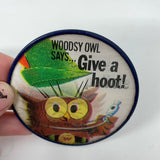 Rusty Woodsy Owl Says Give A Hoot Don’t Pollute Vari-Vue Lenticular Pin / Button