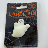 Vintage 1995 Gibson Spooky Ghost Glow in the Dark Lapel Pin Halloween Brooch