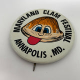 Vintage Maryland Clam Festival Pin Pinback Annapolis, MD Round Metal