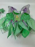 Build A Bear Workshop Disney Green Tinkerbell Fairy Costume Dress with Wings & Wand Outfit