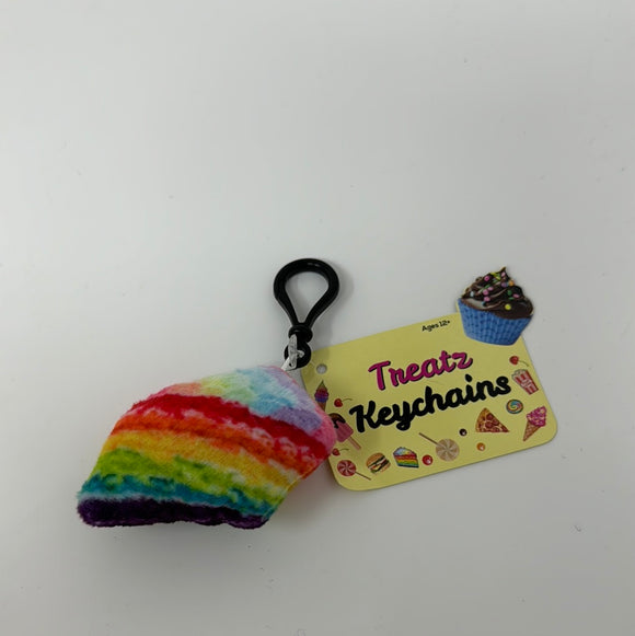 Plushie TREATZ KEYCHAIN Rainbow Cake Clip Zipper Clip