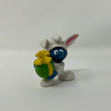 Smurfs 1982 White Easter Bunny Smurf Egg Figure Vintage Toy Schleich Peyo