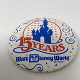 Vintage 1986 Walt Disney World 15 Years Anniversary Button Pin, Pinback 3” Large