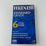 Maxell Video Cassette Standard Grade 6 Hours In Ep Mode T-120 VHS Brand New