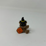 Cute Vintage Lapel Pin Fuzzy Teddy Bear w/Mask Halloween Trick or Treat Brown