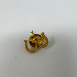 Vintage Gold Tone Elephant and 2 Horseshoes Good Luck Lapel Pin