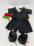 Build a Bear TUXEDO Shirt, Pants, Shoes and Roses Black Outfit Wedding Groom Suit